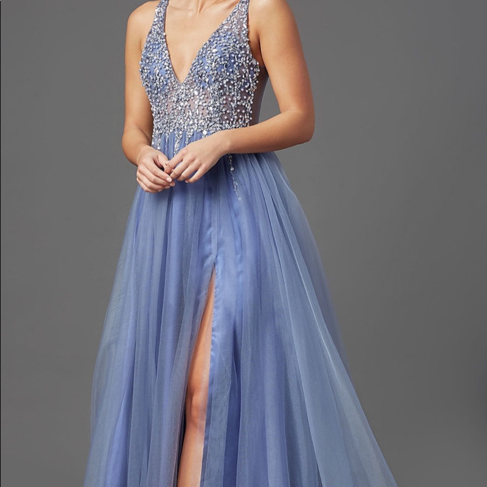Gianni Bini blue crystal prom evening dress